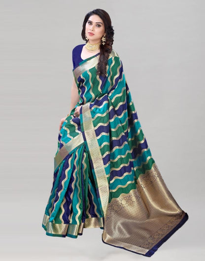 Multicolored Coloured Poly Silk Banarasi Jacquard Partywear saree | Sudathi