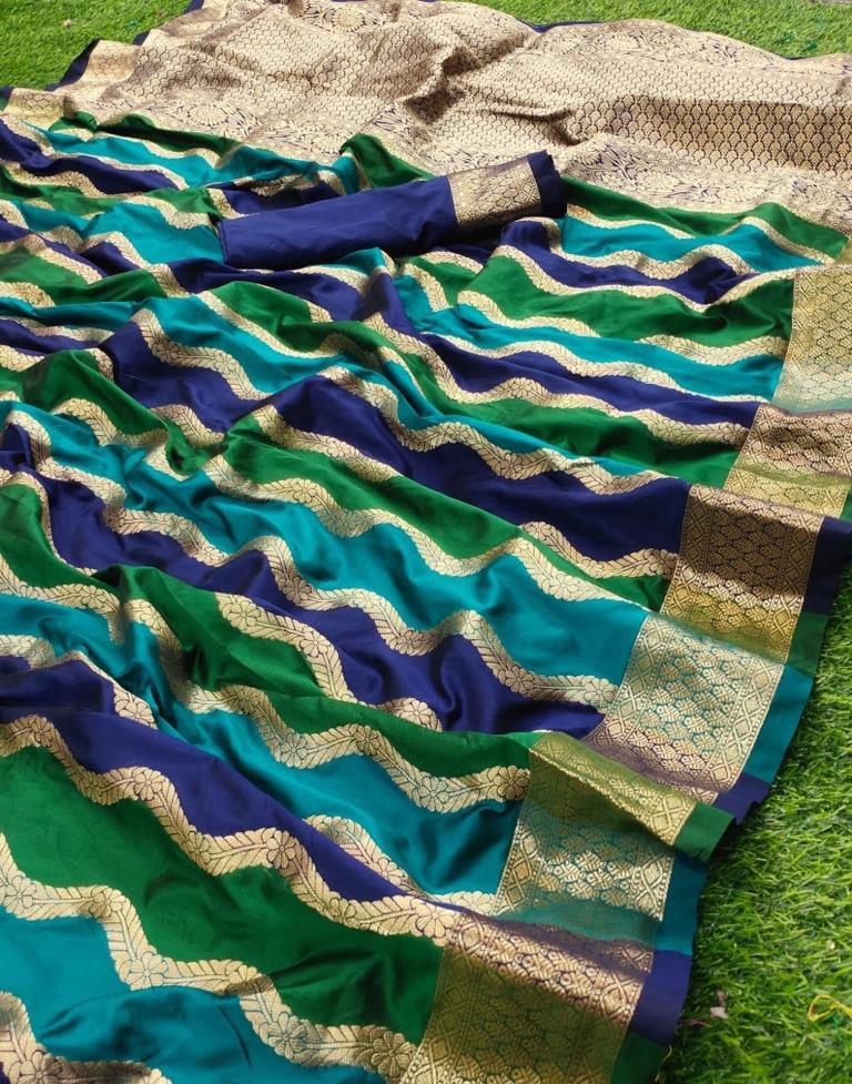 Multicolored Coloured Poly Silk Banarasi Jacquard Partywear saree | Sudathi