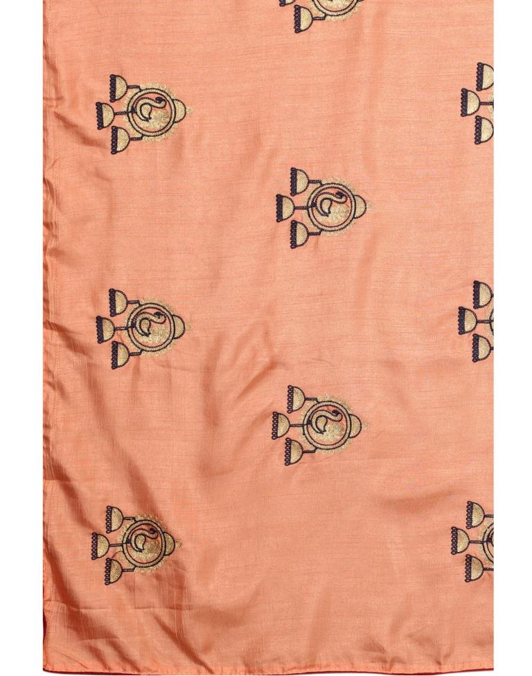 Light Orange Coloured Dola Silk Embroidered Saree | Sudathi