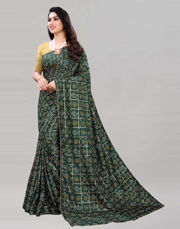 Bottle Green Coloured Dola Silk Printed Casual saree | Sudathi