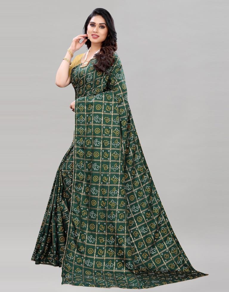 Bottle Green Coloured Dola Silk Printed Casual saree | Sudathi