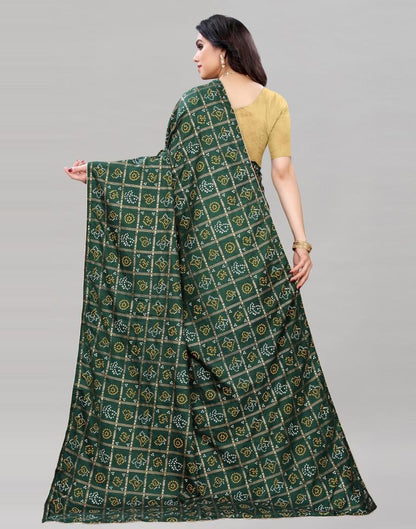 Bottle Green Coloured Dola Silk Printed Casual saree | Sudathi