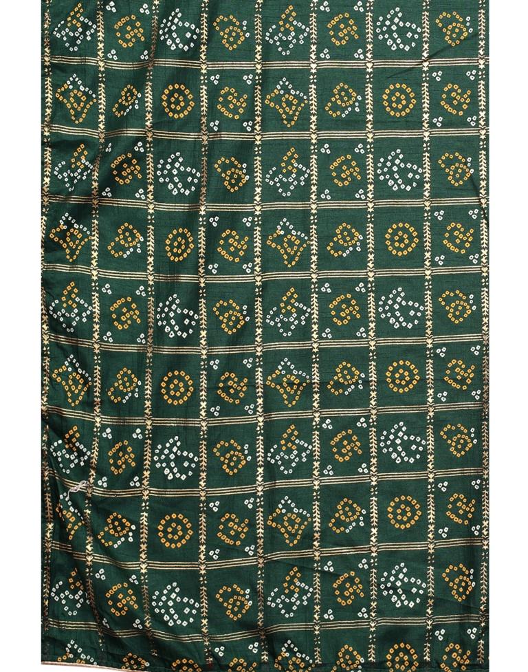 Bottle Green Coloured Dola Silk Printed Casual saree | Sudathi