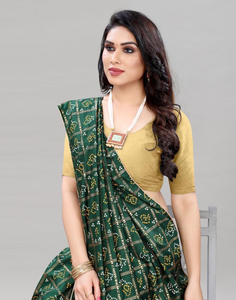 Bottle Green Coloured Dola Silk Printed Casual saree | Sudathi