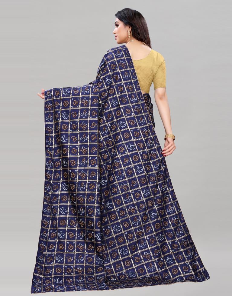 Navy Blue Coloured Dola Silk Printed Casual saree | Sudathi