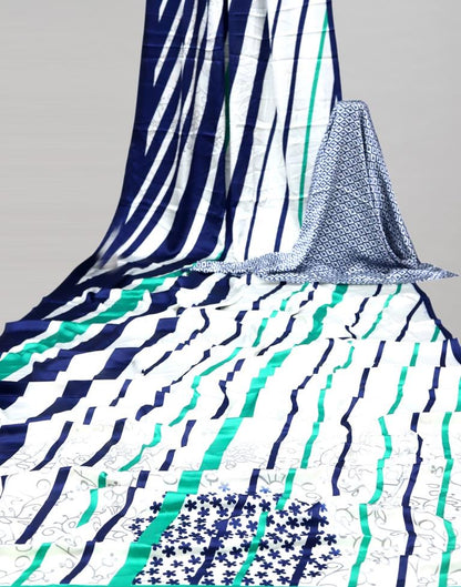 White Coloured Satin Silk Printed Casual saree | Sudathi