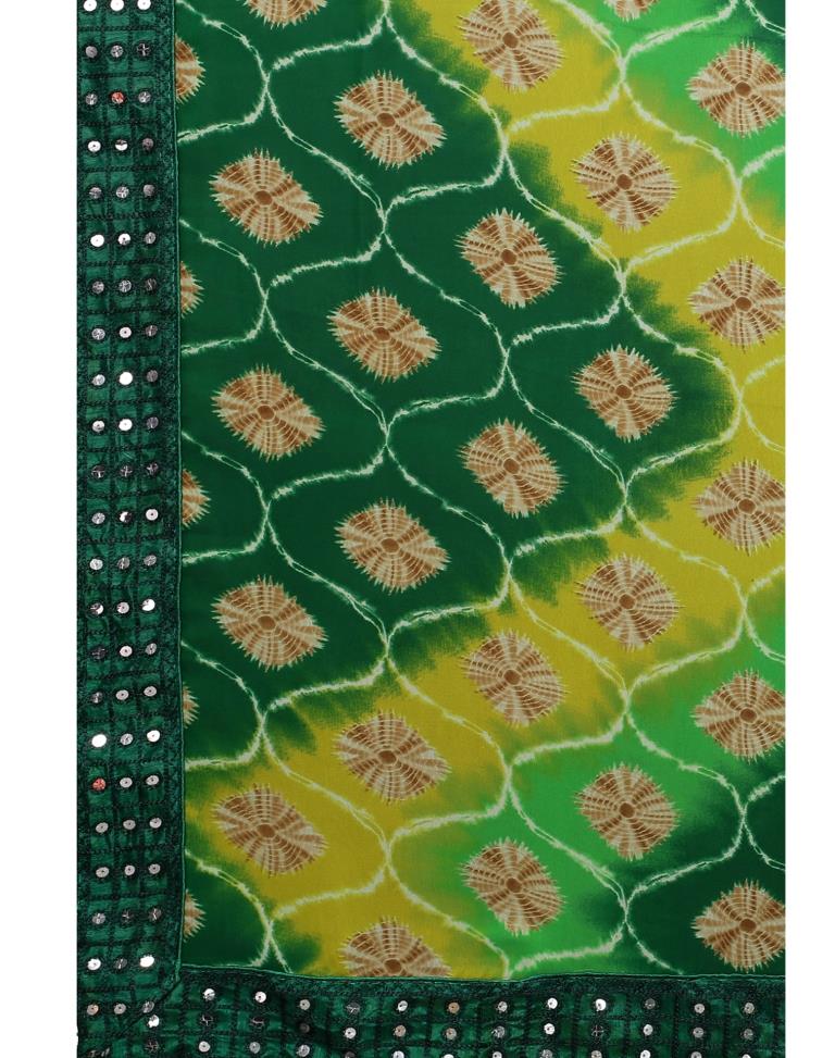 Green Bandhani Printed Saree | Sudathi