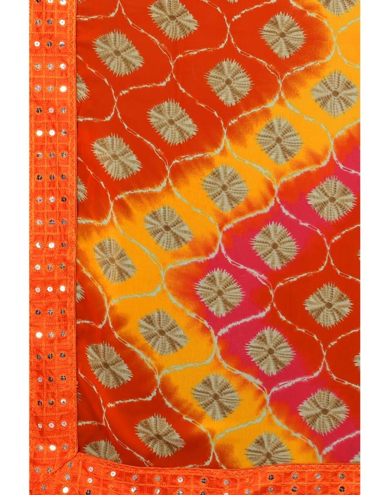 Orange Bandhani Printed Saree | Sudathi