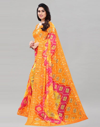 Turmeric Yellow Bandhani Saree | Sudathi