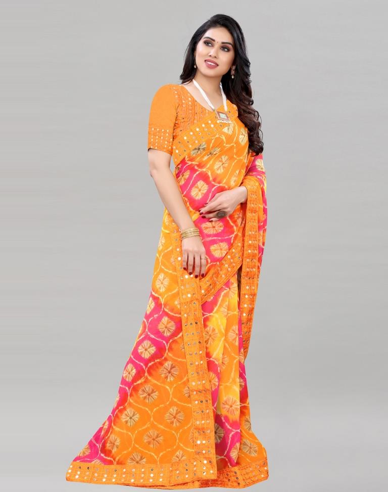 Turmeric Yellow Bandhani Saree | Sudathi