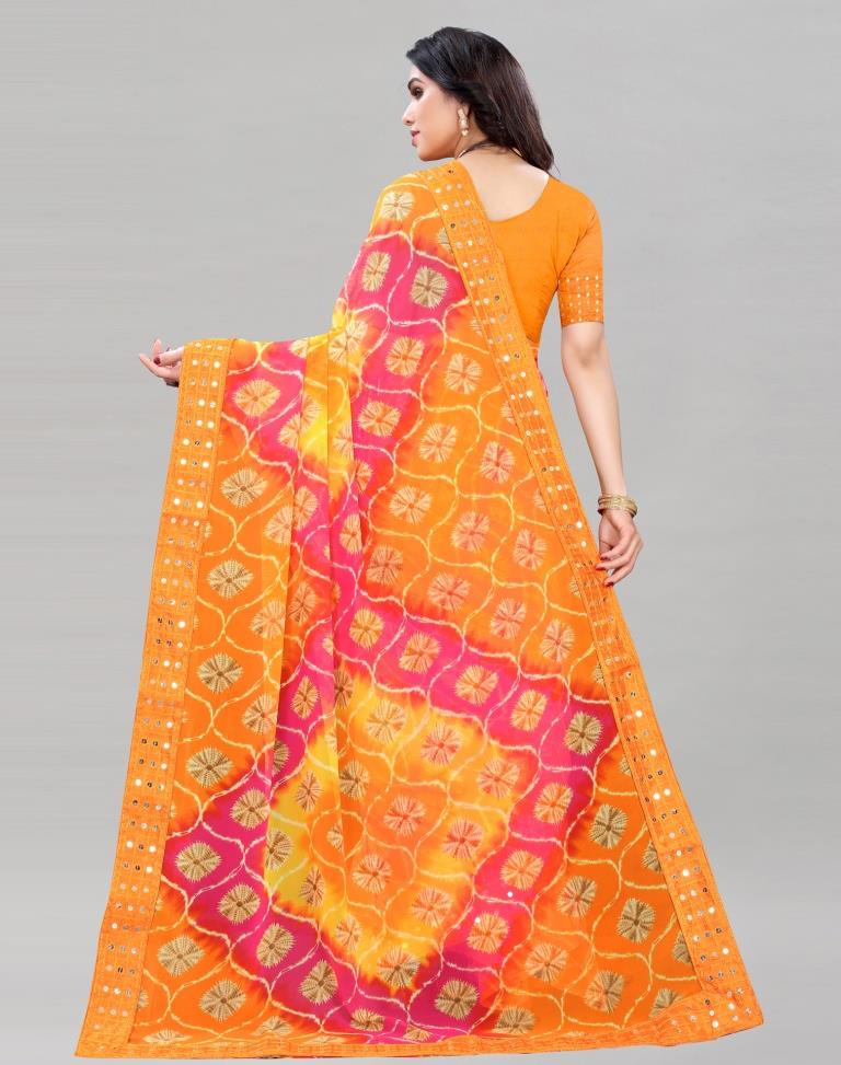 Turmeric Yellow Bandhani Saree | Sudathi