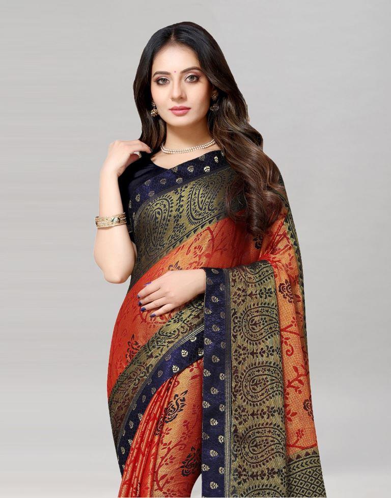 Orange Brasso Saree | Sudathi