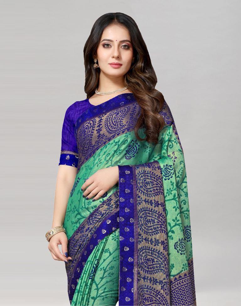 Persian Green Brasso Saree | Sudathi