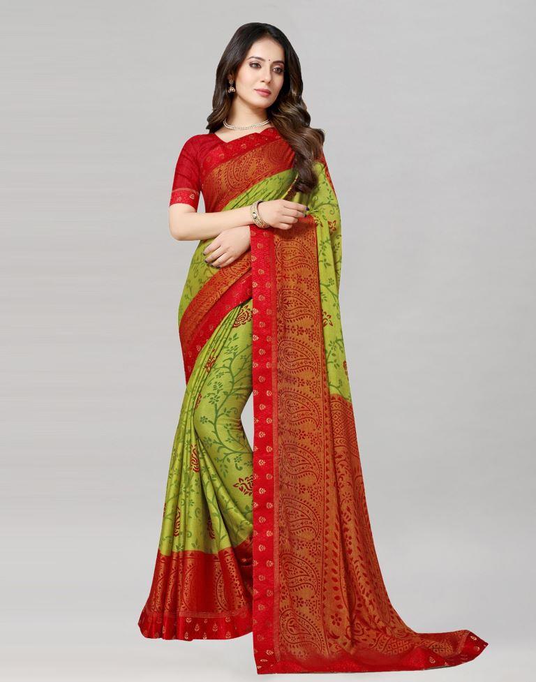 Pear Green Brasso Saree | Sudathi