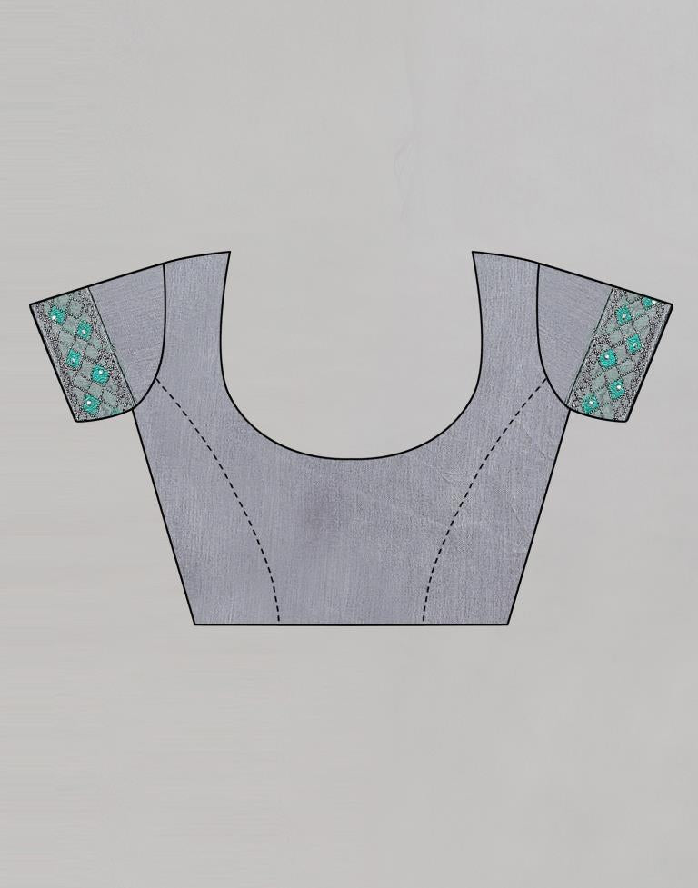 Pine Green Coloured Poly Silk Embroidered Partywear saree | Sudathi