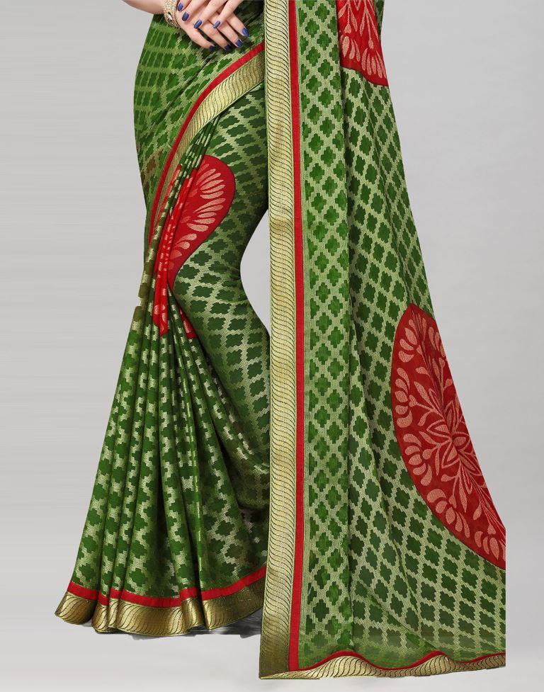 Olive Green Brasso Saree | Sudathi