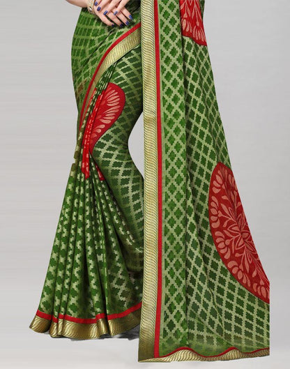 Olive Green Brasso Saree | Sudathi