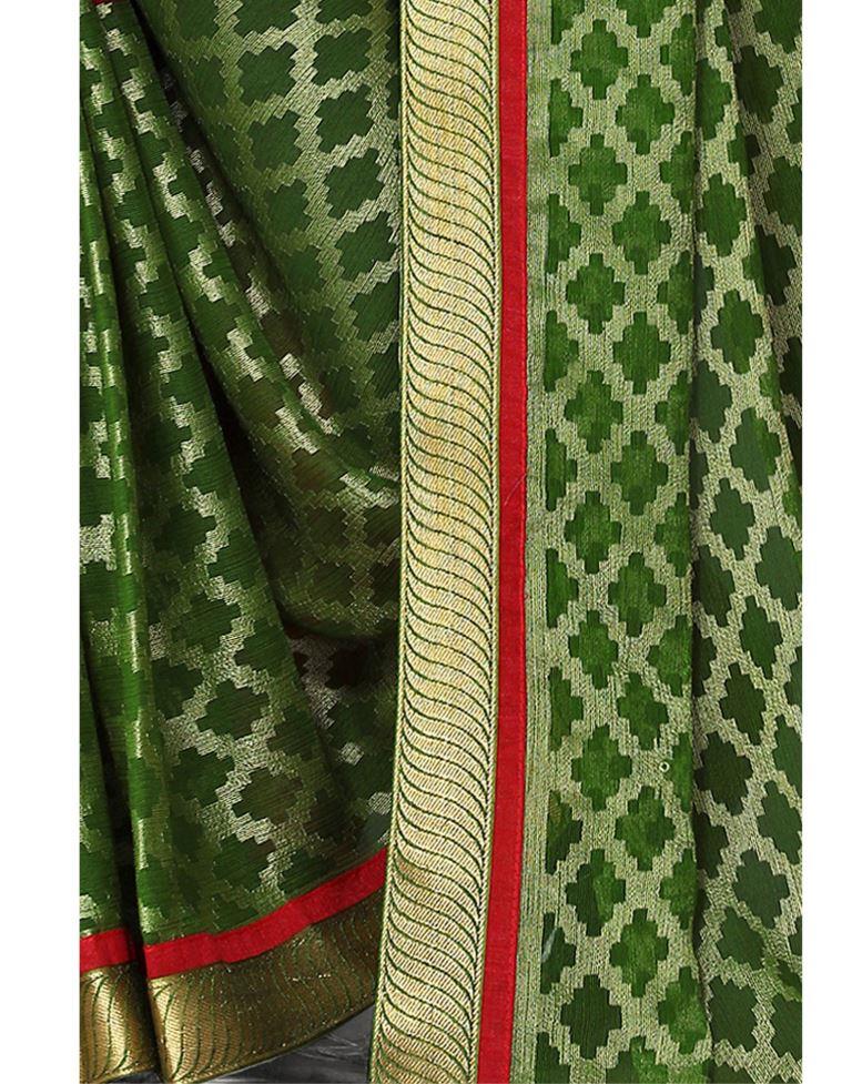 Olive Green Brasso Saree | Sudathi