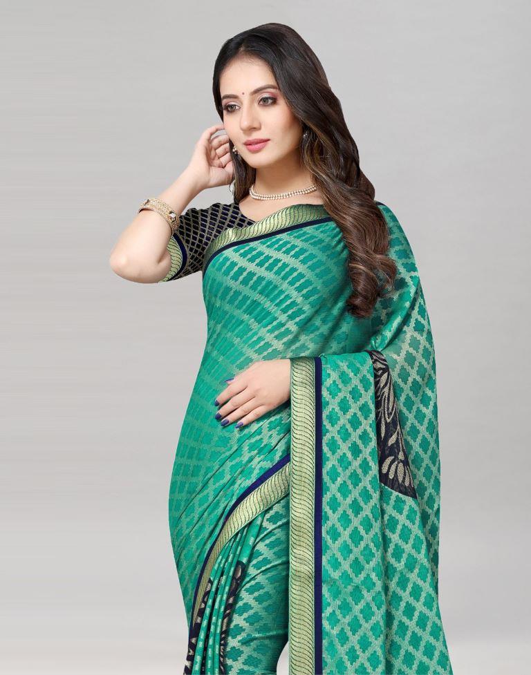 Rama Green Brasso Saree | Sudathi