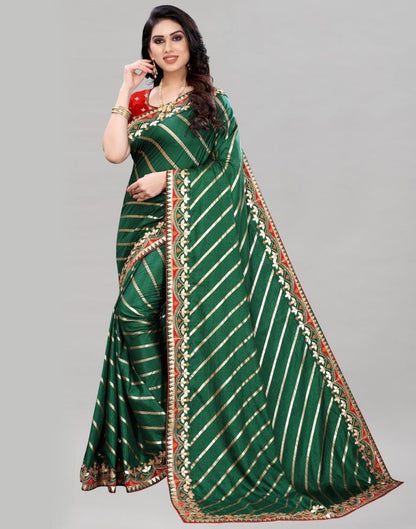 Bottle Green Embroidered Silk Saree | Sudathi