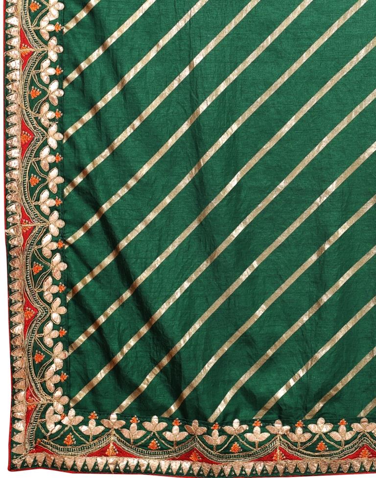 Bottle Green Embroidered Silk Saree | Sudathi