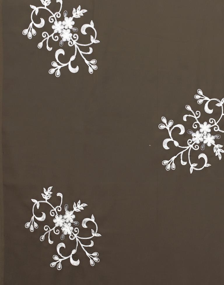 Coffee Brown Coloured Georgette Embroidered Partywear saree | Sudathi