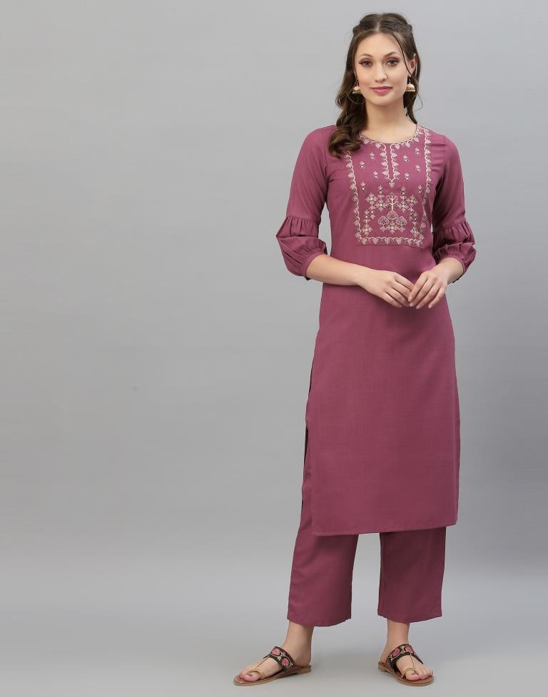 Onion Pink Kurti With Pant And Dupatta | Leemboodi