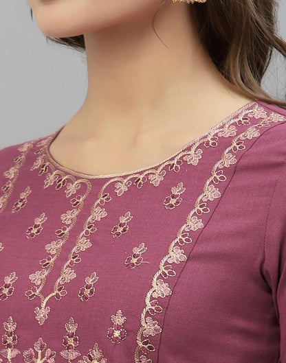 Onion Pink Kurti With Pant And Dupatta | Leemboodi