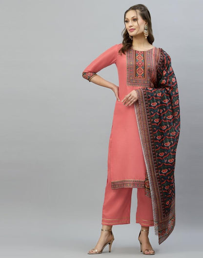 Coral Kurti With Pant And Dupatta | Leemboodi