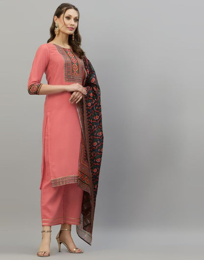 Coral Kurti With Pant And Dupatta | Leemboodi