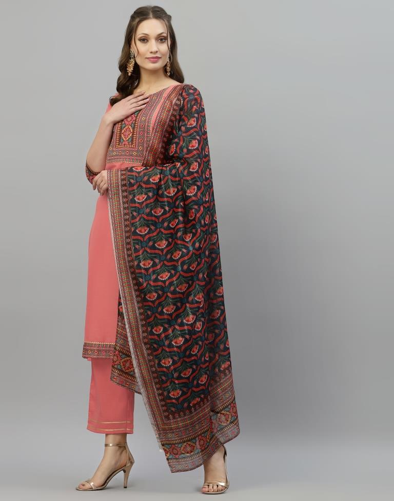 Coral Kurti With Pant And Dupatta | Leemboodi