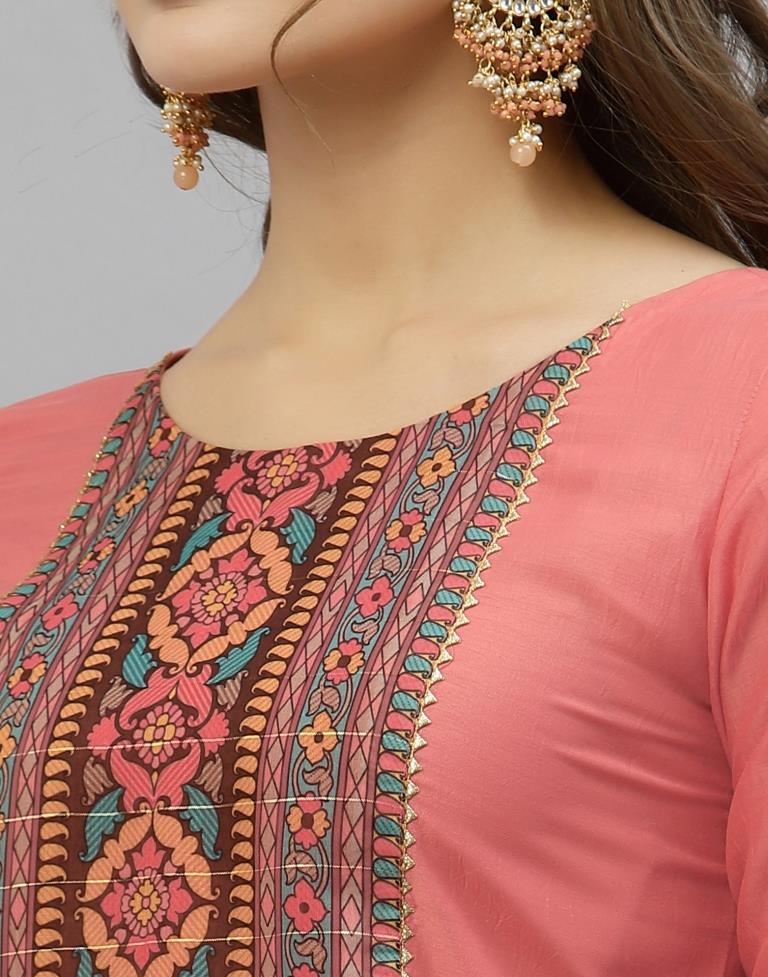 Coral Kurti With Pant And Dupatta | Leemboodi