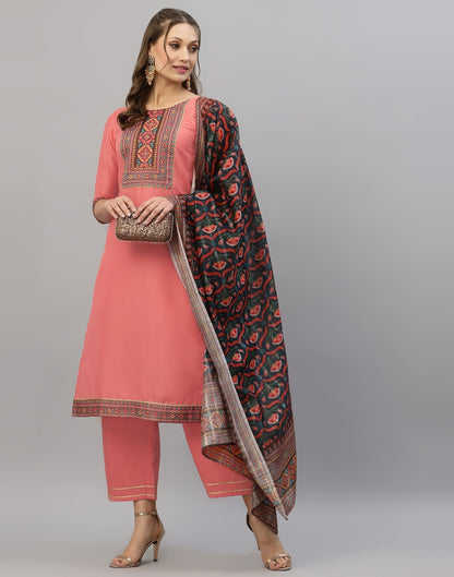 Coral Kurti With Pant And Dupatta | Leemboodi