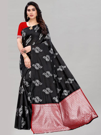 Black Silk Jacquard Saree | Sudathi