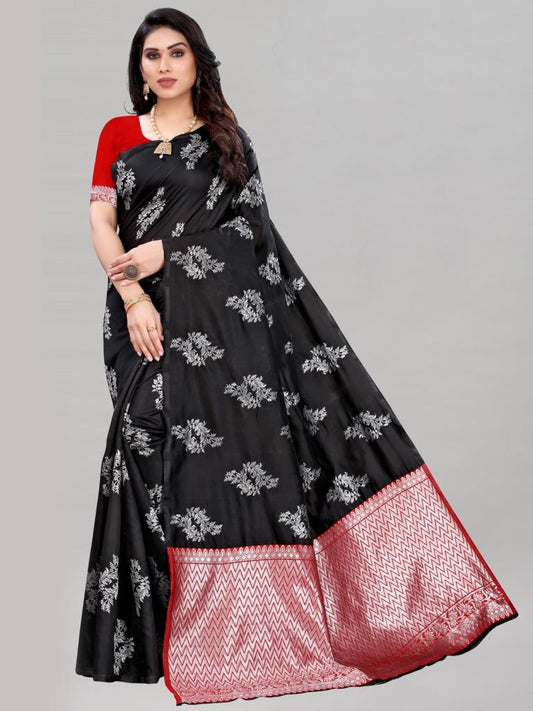 Black Silk Jacquard Saree | Sudathi