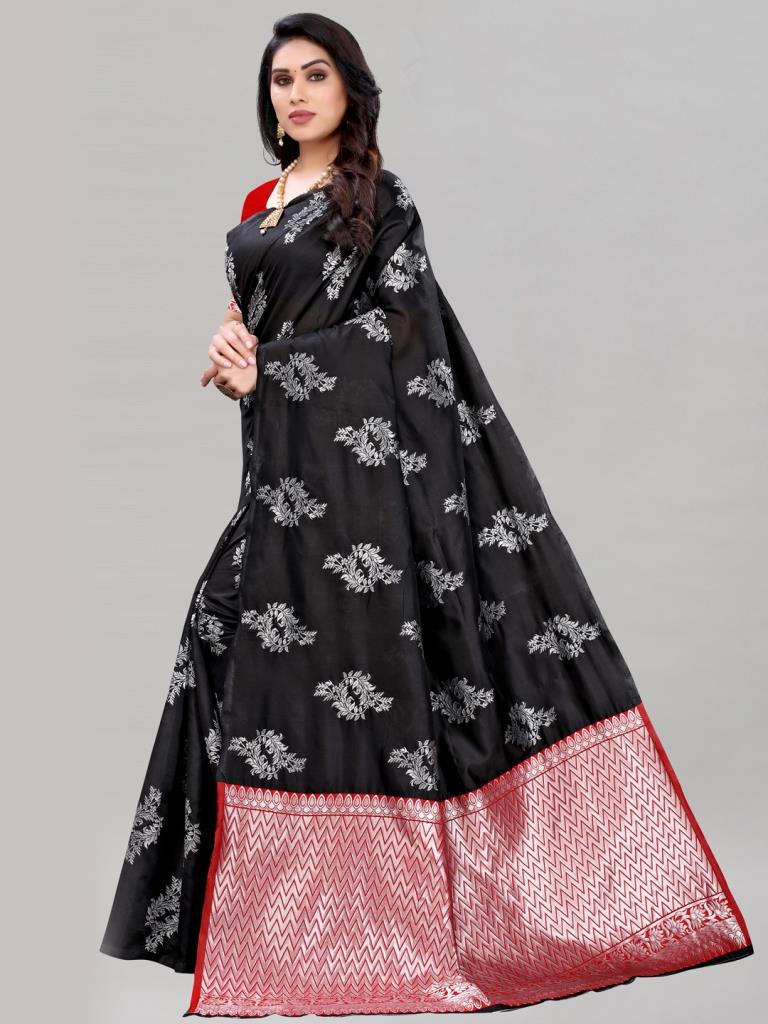 Black Silk Jacquard Saree | Sudathi