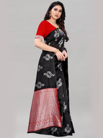 Black Silk Jacquard Saree | Sudathi