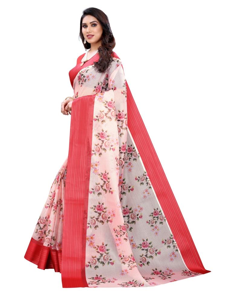 Peach Cotton Saree | Sudathi