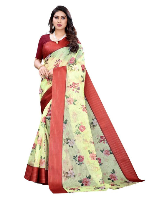 Pista Green Cotton Saree | Sudathi