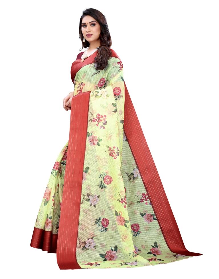 Pista Green Cotton Saree | Sudathi