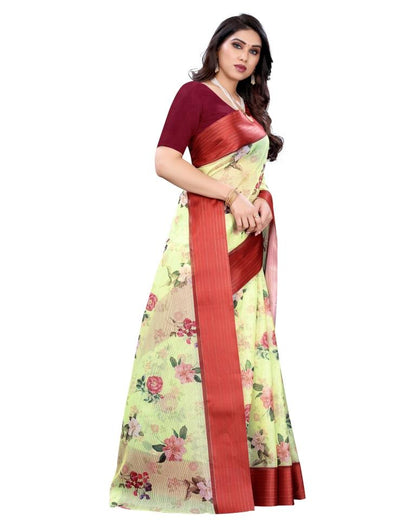 Pista Green Cotton Saree | Sudathi