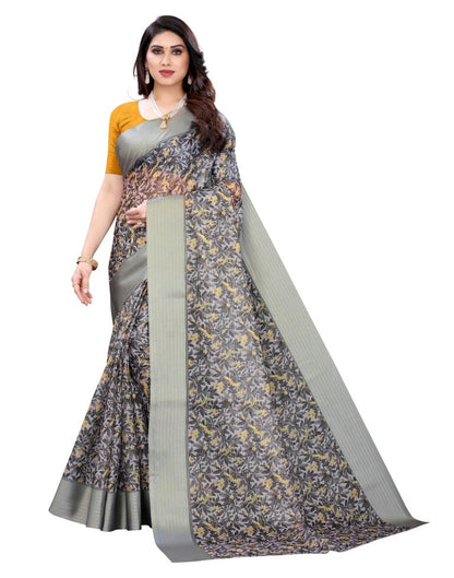 Grey Cotton Saree | Sudathi