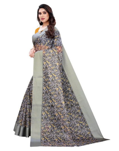 Grey Cotton Saree | Sudathi