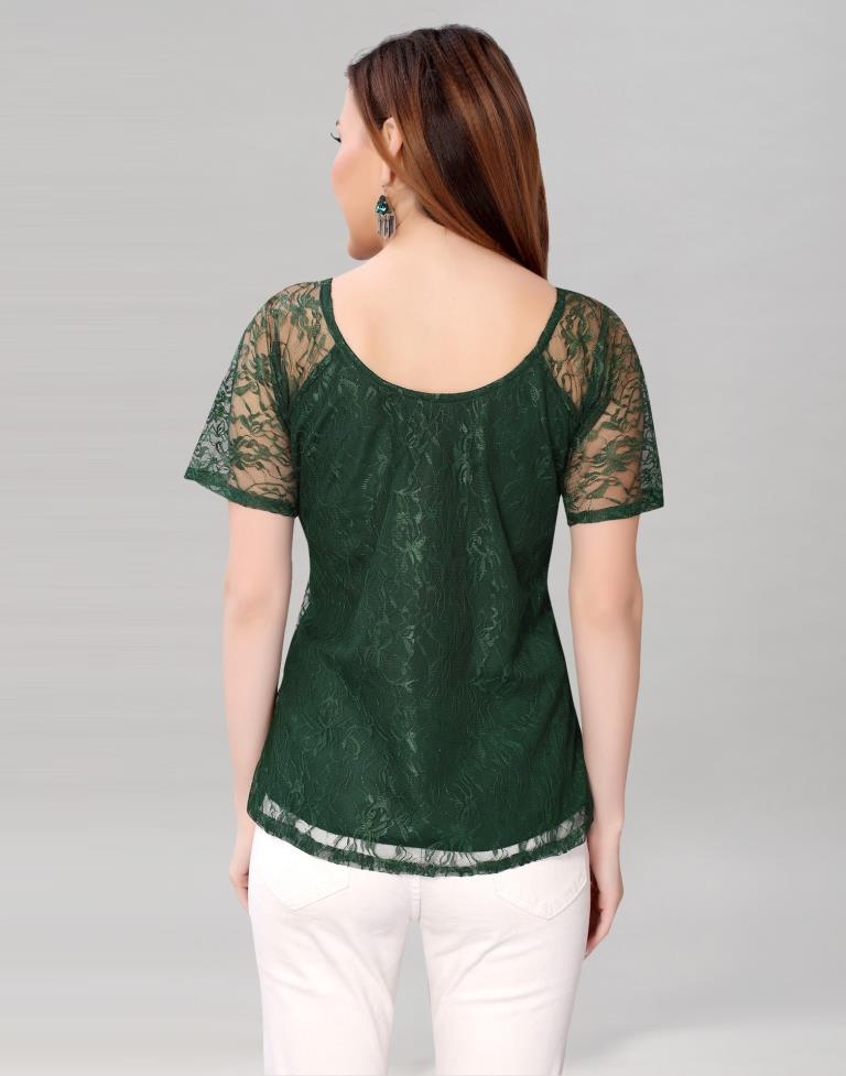 Green coloured Dyed Net Top | Sudathi