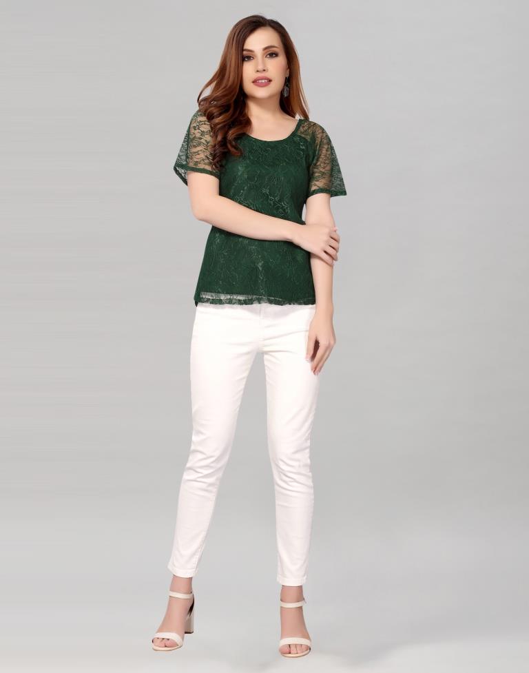 Green coloured Dyed Net Top | Sudathi