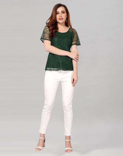 Green coloured Dyed Net Top | Sudathi