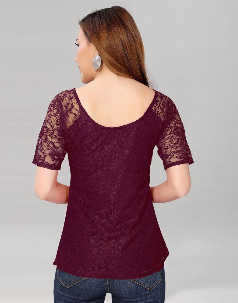 Wine coloured Dyed Net Top | Sudathi