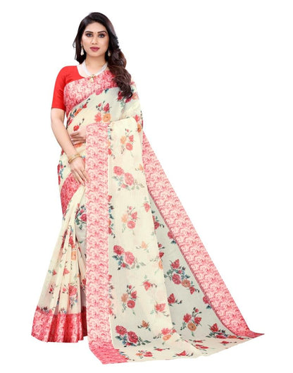 Cream Cotton Saree | Sudathi