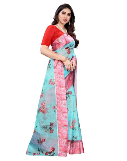 Sky Blue Cotton Saree | Sudathi