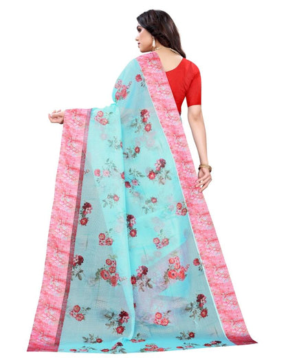 Sky Blue Cotton Saree | Sudathi